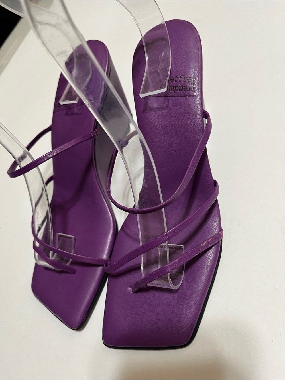 Jeffrey Campbell Purple Strappy Square-Toe Heeled wedge Sandals - Picture 3 of 6